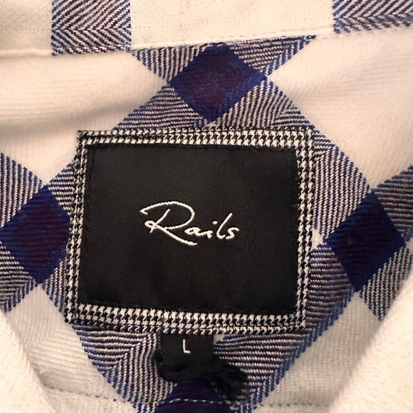 Rails blue and white button down, size large - Picture 3 of 3